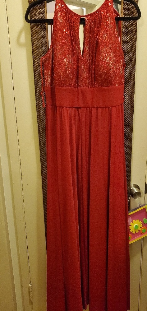 Red dress with sparkle top evening gown style